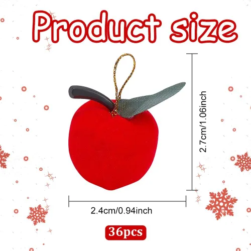 Vista 2 de WEBEEDY 36 piezas de adornos colgantes para árbol de Navidad pequeños y rojos sin manzanas para árbol de Navidad, manzanas, accesorios de fotos