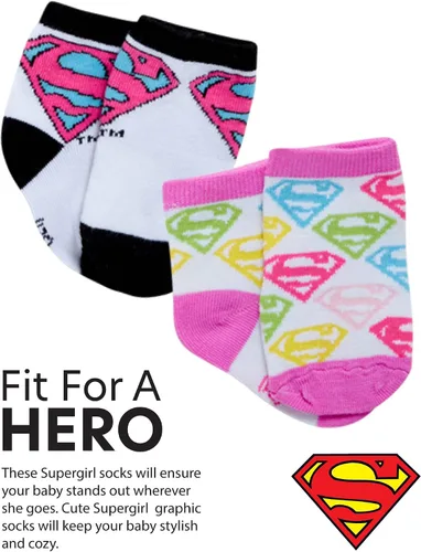 Vista 3 de DC Comics Baby Boys and Girls Socks - 12 Pack Batman Wonder Woman Superman Justice League Super Girl Socks 0-24M