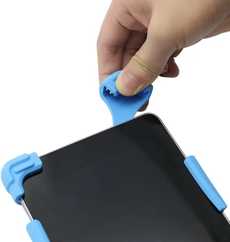 Vista 5 de CHINFAI Funda universal para tablet de 7 pulgadas, a prueba de golpes, con soporte de silicona para todas las versiones, RCA Voyager, Vankyo Azul
