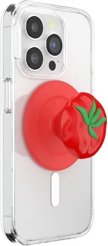 Vista 9 de PopSockets Agarre para teléfono MagSafe con soporte, soporte magnético, parte superior intercambiable, sujeción segura para fundas MagSafe de rojo