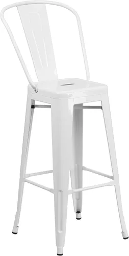 Vista 29 de Taburete Flash Furniture de bar, hecho de metal para interior y exterior, Metal, Negro