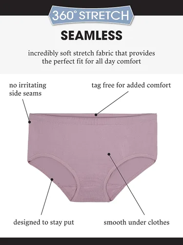 Vista 4 de Fruit of the Loom Women's Seamless 360 Stretch Bikini Panty, Assorted 8 Pack