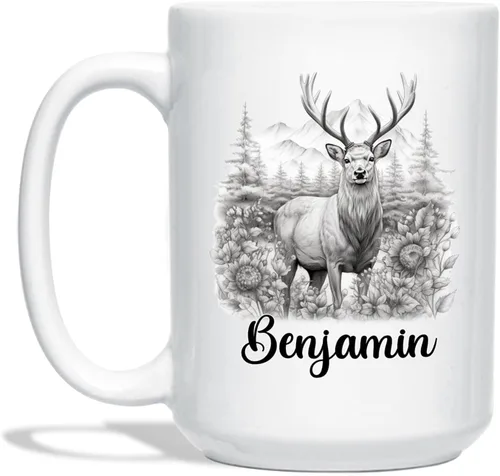 Vista 9 de Taza de café con nombre personalizado de oso de 11 y 15 onzas, taza de cerámica blanca con dibujo a lápiz de oso personalizado, regalo para niños