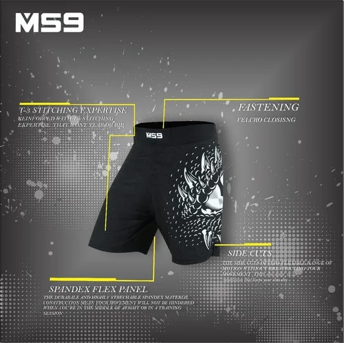 Vista 2 de MS9 Pantalones cortos de artes marciales mixtas para hombres, Grappling Kick Boxing BJJ Boxing