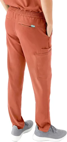 Vista 2 de Mediclo Pantalones médicos médicos para hombre - Sable 7 bolsillos cintura elástica ecológica sostenible FYSEL tela pierna cónica ropa de trabajo
