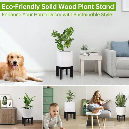 Vista 2 de hismocal Soporte de Madera para Plantas Interior/Exterior, Soporte Grande para Plantas, Soporte para Macetas Robusto y Estable, Se Adapta a