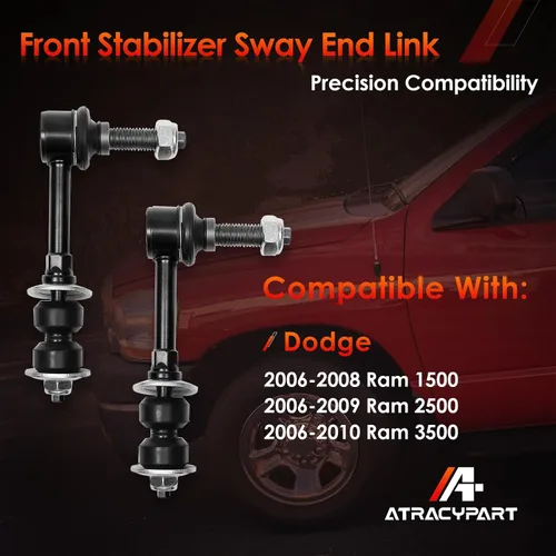 Vista 2 de Enlace estabilizador de barra antirrollido frontal 2 piezas izquierda y derecha 4WD, compatible con Ram 1500 2006-2008, Ram 2500 2006-2009, Ram 3500