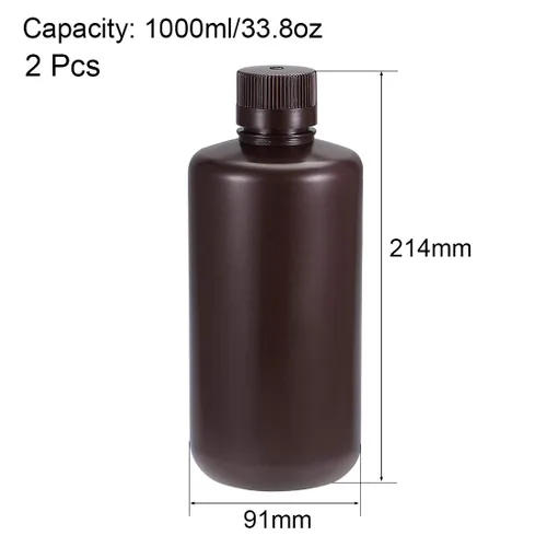 Vista 2 de uxcell Botella de reactivo químico de laboratorio de plástico, 33.8 fl oz/33.8 oz, sellado de muestra de boca pequeña, contenedor de almacenamiento