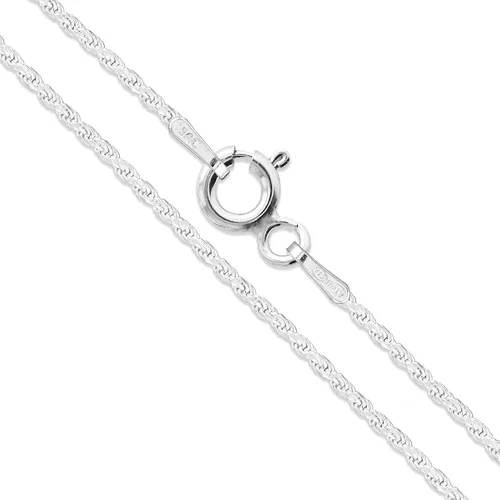 Vista 7 de Cadena de Plata de Ley 925 con Corte de Diamante de Cuerda 1.1mm 1.5mm 1.7mm 2mm 2.5mm Sólido, Nueva Collar de Italia