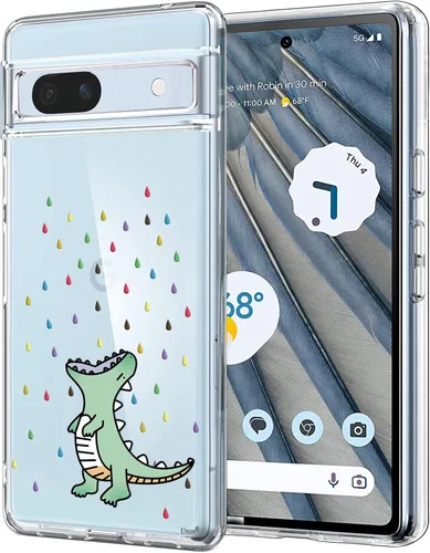 Vista 12 de Unov Funda para Pixel 7a, transparente con diseño, ajuste delgado, buen agarre, funda de teléfono en relieve, cubierta protectora a prueba