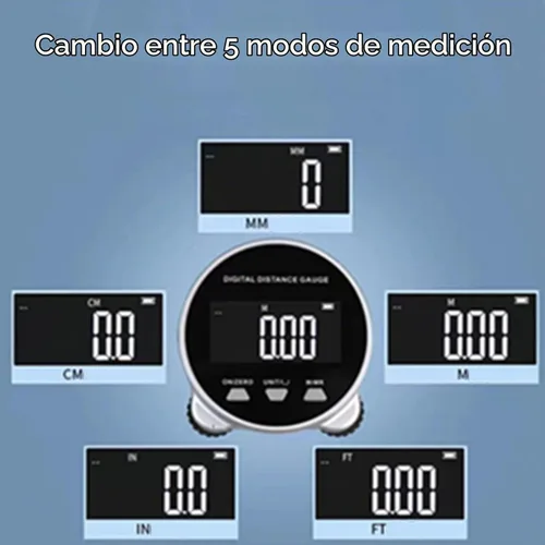 Vista 2 de Cinta métrica digital, pantalla LCD electrónica de larga distancia de 656.2 pies, batería de 260 mAh, herramienta de medición de distancia
