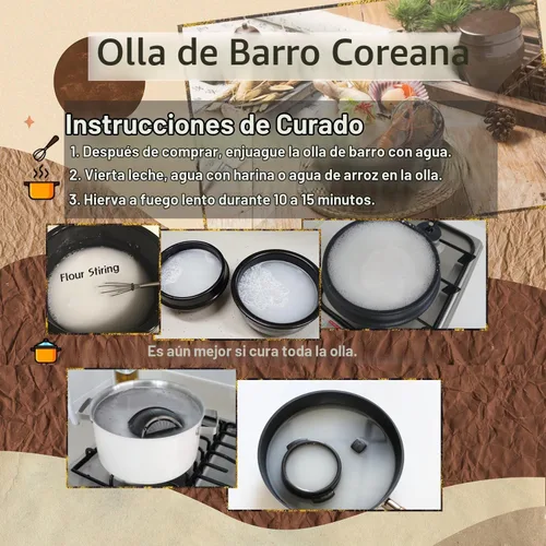 Vista 6 de Olla coreana de barro de barro Ttukbaegi, Esmalte de barro natural de cerámica de arcilla Cazuela de cocción de arcilla, Olla de cerámica resistente
