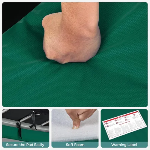Vista 7 de SONGMICS Replacement Trampoline Safety Pad Mat, 10ft 12ft 14ft 15ft Standard Size, Spring Cover, UV-Resistant, Tear-Resistant, Edge Protection Verde