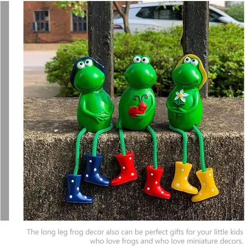 Vista 4 de ARTIBETTER Figuras en miniatura de rana para decoración del hogar, 3 piezas, figuras de rana, estantes con patas colgantes, estatua de rana, adorno