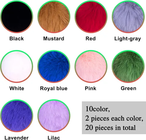 Vista 2 de BQTQ 20 pompones de piel sintética para manualidades, pompón esponjoso con lazo elástico para sombreros, llaveros, bufandas, guantes, bolsas