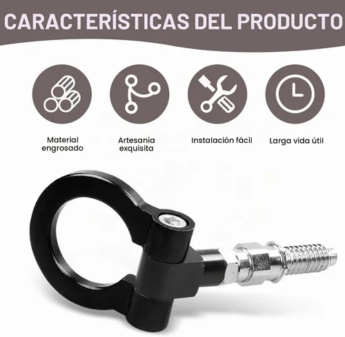 Vista 6 de Gancho de remolque para parachoques delantero del coche, especificaciones de rosca europea, anillo de remolque de estilo de carreras