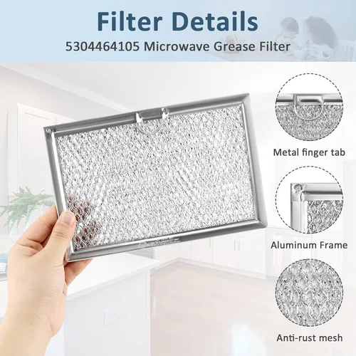 Vista 7 de Fetechmate - Paquete de 4 filtros de grasa para microondas 5 x 7-5/8 5304464105 WB06X10608 para microondas 5304517871 5304478913 5304509444