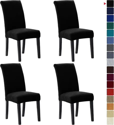 Vista 12 de Juego de 2 fundas para sillas de comedor, fundas elásticas para sillas de comedor, fundas para sillas de cocina de jacquard texturizadas, decoración