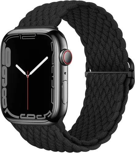 Vista 7 de Qimela - Correa elástica Solo Loop compatible con Apple Watch de 49 mm, 46 mm, 45 mm, 44 mm, 42 mm, 41 mm, 40 mm y 38 mm, correa trenzada Verde