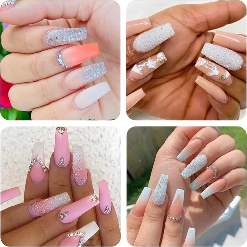 Vista 6 de HUETFAT 8800 piezas de diamantes de imitación negros AB Pixie para uñas, microgemas de 0.047 pulgadas con purpurina para uñas, mini diamantes
