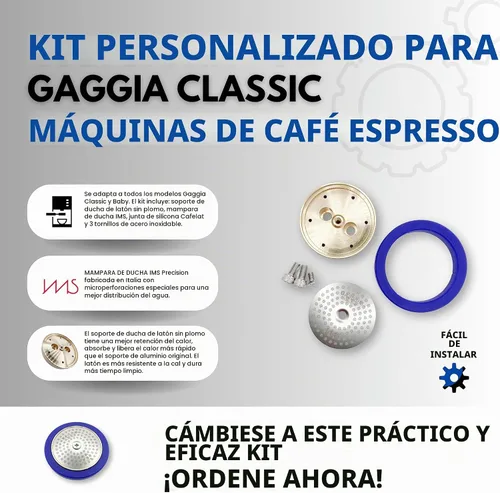 Vista 2 de Kit para Gaggia. Pantalla de ducha de precisión IMS, soporte de ducha de latón, junta de silicona, tornillos