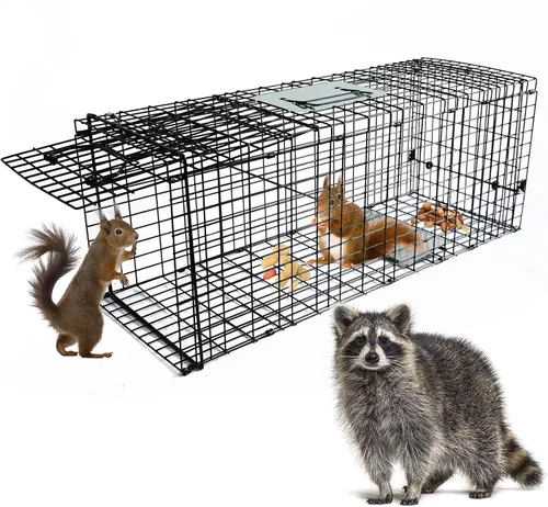 Vista 10 de Trampa para jaula de animales vivos, trampas plegables de mapache de 32 x Plateado