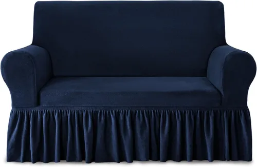 Vista 18 de NICEEC Funda para sofá biplaza gruesa de felpa de 1 pieza, funda negra cálida para sofá biplaza, funda elástica y esponjosa para sala de estar