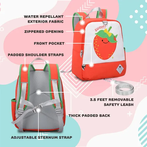 Vista 3 de BEATRIX NEW YORK - Mochila de 11 pulgadas con correa extraíble para niñas y niños, ideal para preescolar y jardín de infantes, Berry, 24 x 12 x 29