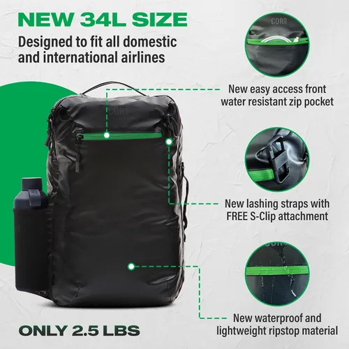 Vista 40 de COR Surf Mochila de viaje de mano Island Hopper 2.0 Mochila ultraligera aprobada para artículos personales 28L Negro Edición impermeable
