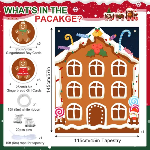 Vista 3 de BLOOMWIN Gender Reveal Tic Tac Toe - Ideas de revelación de género de Navidad Gingerbread Boy o Girl Gender Reveal Games Red and Green - Giant