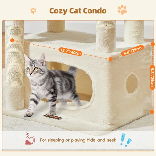 Vista 3 de Taoqimiao - Árbol para gatos, torre de 38.5 pulgadas para gatos de interior, adecuada para gatitos con lujoso condominio para gatos con cestas