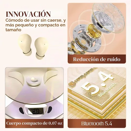 Vista 4 de Mini auriculares invisibles Bluetooth 5.4, auriculares con cancelación de ruido 2025 para dormir, cómodos mini auriculares inalámbricos para dormir