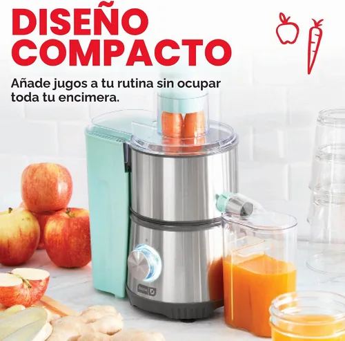 Vista 3 de Dash Exprimidor centrífugo, extractor eléctrico de jugo de 350 W de 2 velocidades para frutas y verduras, fácil de limpiar, máquina de exprimir