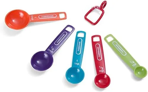 Vista 10 de FARBERWARE Juego de 5 tazas medidoras con cuchara para café, tazas medidoras anidables de plástico duraderas con marcas de fácil lectura, sin BPA