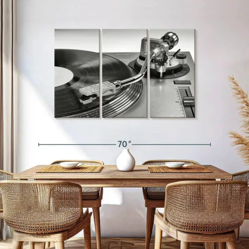 Vista 157 de Elephant Stock BW - Reproductor de discos de vinilo para pared, lienzo horizontal, decoración de pared de sala de estar de 3 piezas, impresión