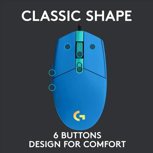 Vista 4 de Logitech G203 RGB - Mouse cableado para videojuegos