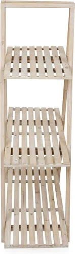 Vista 8 de Alpine Corporation MBB168 Estante de almacenamiento triangular de madera moderno de 3 niveles, 50 pulgadas de alto, acabado natural