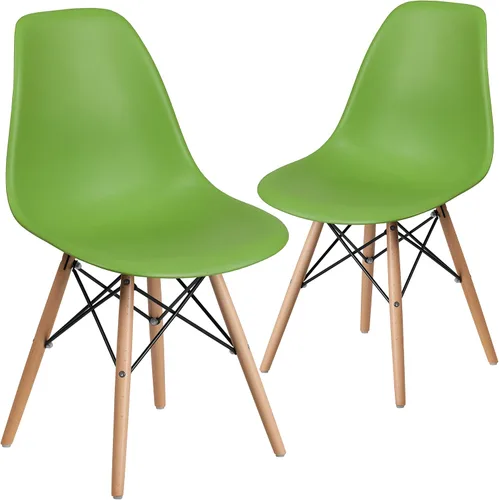 Vista 18 de Flash Furniture - Paquete de 2 sillas Elon Series de plástico negro con patas de madera