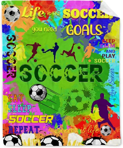 Vista 15 de Manta de fútbol para niñas, regalos de fútbol para niñas y niños, manta de franela de forro polar suave y cálida para niñas, regalos de fútbol