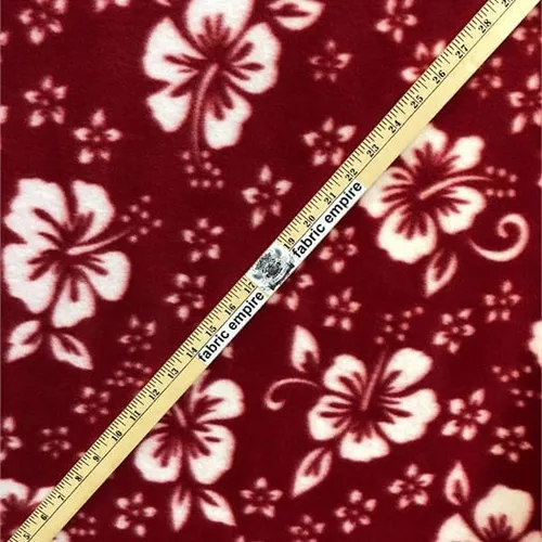 Vista 2 de Tela de vellón estampado floral azul hibisco / 58 pulgadas de ancho/vendido por yarda