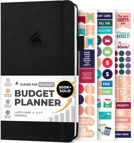 Vista 9 de Clever Fox Planificador de presupuesto de bolsillo, mini cuaderno de seguimiento de gastos. Organizador de presupuestos mensual, cuaderno