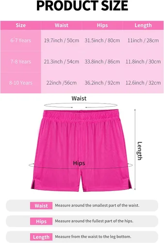 Vista 2 de Resinta Paquete de 4 pantalones cortos deportivos de malla para niñas, pantalones cortos deportivos de verano para niñas, pantalones cortos