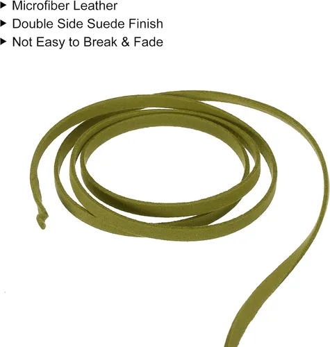Vista 4 de uxcell Cordón de gamuza, 49.21 yardas, 0.197 in, cuerda plana de hilo de cuero para bolso, bolso, cordones de zapatos, manualidades, fabricación