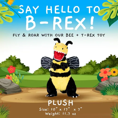 Vista 2 de Randimals Juguete de Peluche Mezcla de Animales de Peluche - Animales de Peluche Híbridos de Abeja y Tiranosaurio para Niñas y Niños - Personajes