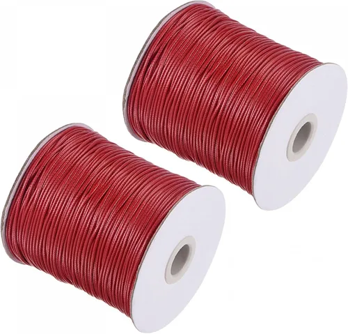 Vista 8 de uxcell 2 cuerdas de poliéster encerado de 0.047 in, 518.4 ft (172 yardas), hilo de cuentas para hacer joyas, pulseras, collares, tejer, color negro