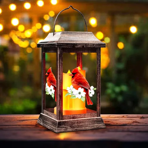 Vista 12 de Faroles Solares de Colibrí para Colgar al Aire Libre, Luces Solares de Metal y Vidrio para Decoración de Jardín, Regalos para Mujeres, Mamá