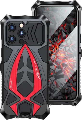 Vista 17 de Funda de metal para iPhone 13 Pro a prueba de golpes con aluminio y goma de silicona híbrida de triple capa de protección contra caídas de grado
