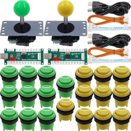 Vista 7 de SJ@JX Arcade Game 2 Player Controller DIY Kit Microswitch Recessed Button 4&8 Way Joystick Zero Delay USB Encoder Fighting Stick Handles Console for