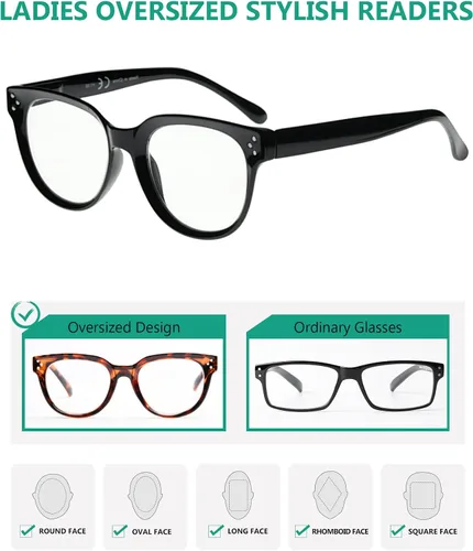 Vista 4 de Eyekepper Gafas de lectura gruesas y resistentes con 4 embalajes para mujer Ladies Magnifying Glass, Women's Stylish Reader Eyeglasses