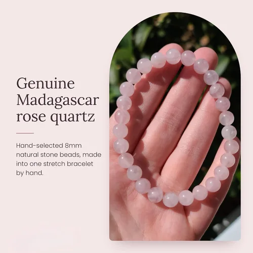 Vista 2 de Colección Cherry Tree - Pulseras de cuentas de gemas para mujeres y hombres, tamaños pequeños, medianos y grandes, cuentas redondas de 8 mm Cuarzo